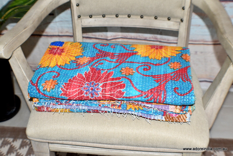 Vintage Kantha Throw- Parul - Adore India   