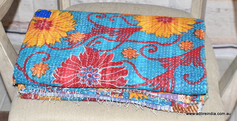 Vintage Kantha Throw- Parul - Adore India   