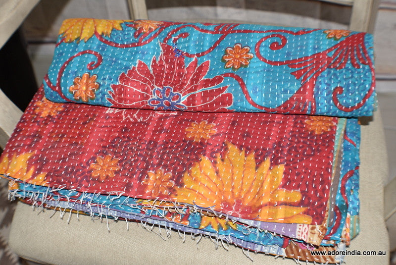 Vintage Kantha Throw- Parul - Adore India   