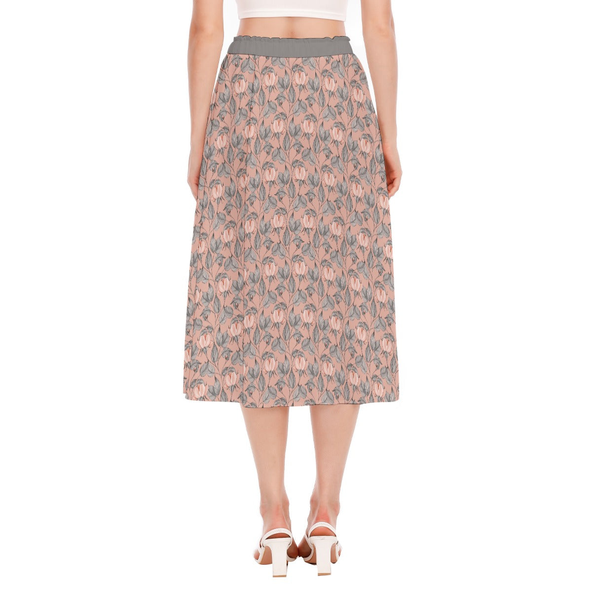 Bohemian Pink Floral Printed Women's Long Chiffon Skirt - Adore India   