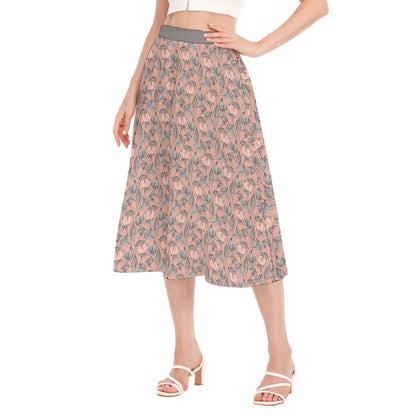 Bohemian Pink Floral Printed Women's Long Chiffon Skirt - Adore India   