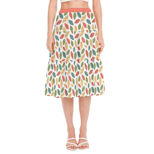 Bohemian Leaf Floral Printed Women's Pleated Chiffon Skirt - Adore India   