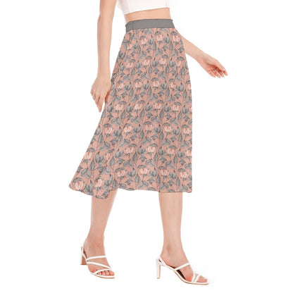Bohemian Pink Floral Printed Women's Long Chiffon Skirt - Adore India   
