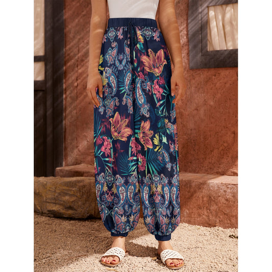 Bohemian Paisley Elegance Women's Harem Carrot Pants  - Adore India   