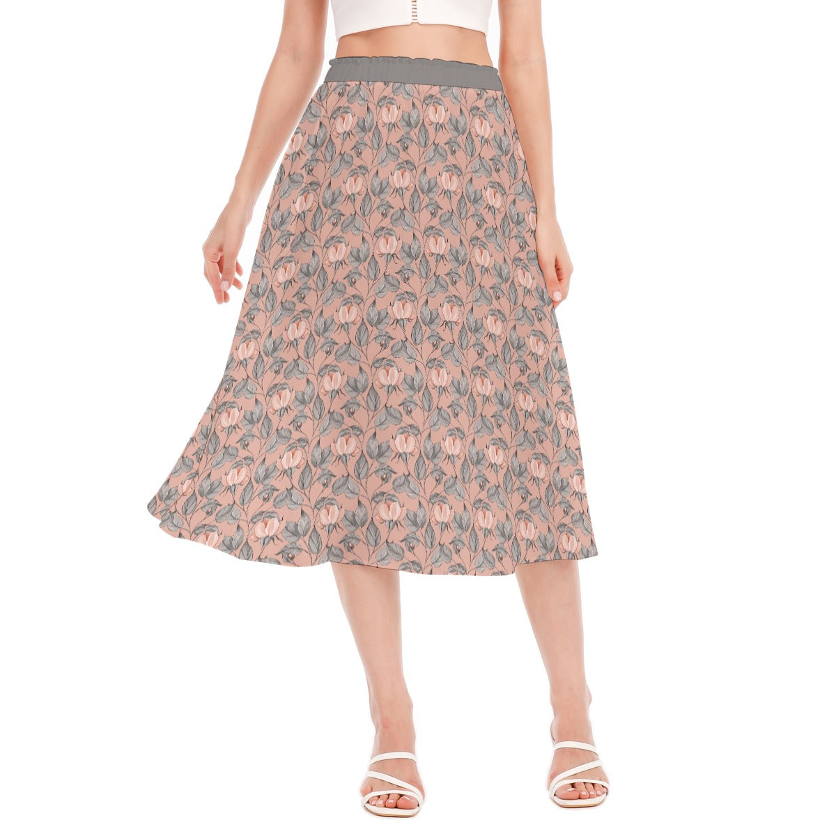 Bohemian Pink Floral Printed Women's Long Chiffon Skirt - Adore India   