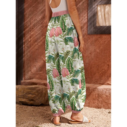 Bohemian Topical Floral Printed Women's Harem Carrot Pants  - Adore India   