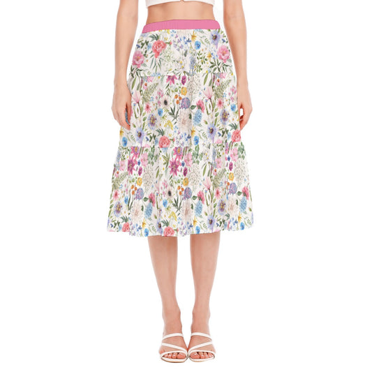 Bohemian Exotic Floral Women's Pleated Chiffon Skirt - Adore India   