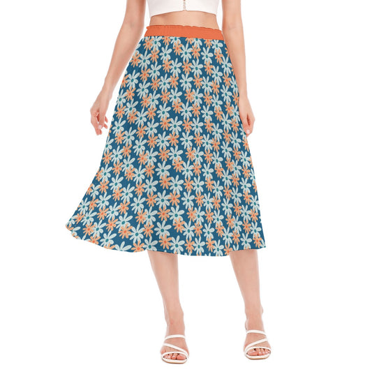 Bohemian Blue Floral Printed Women's Long Chiffon Skirt - Adore India   