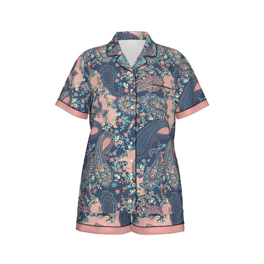 Bohemian Paisley Elegance Women's Silky Sleepwear Set - Adore India   