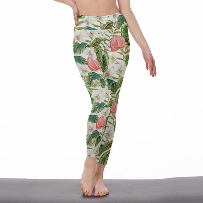 Bohemian Topical Flower Printed Women's High Waist Leggings - Adore India   