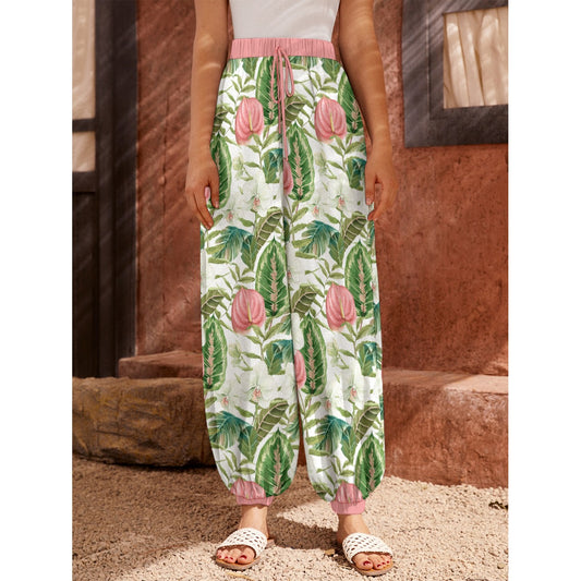 Bohemian Topical Floral Printed Women's Harem Carrot Pants  - Adore India   