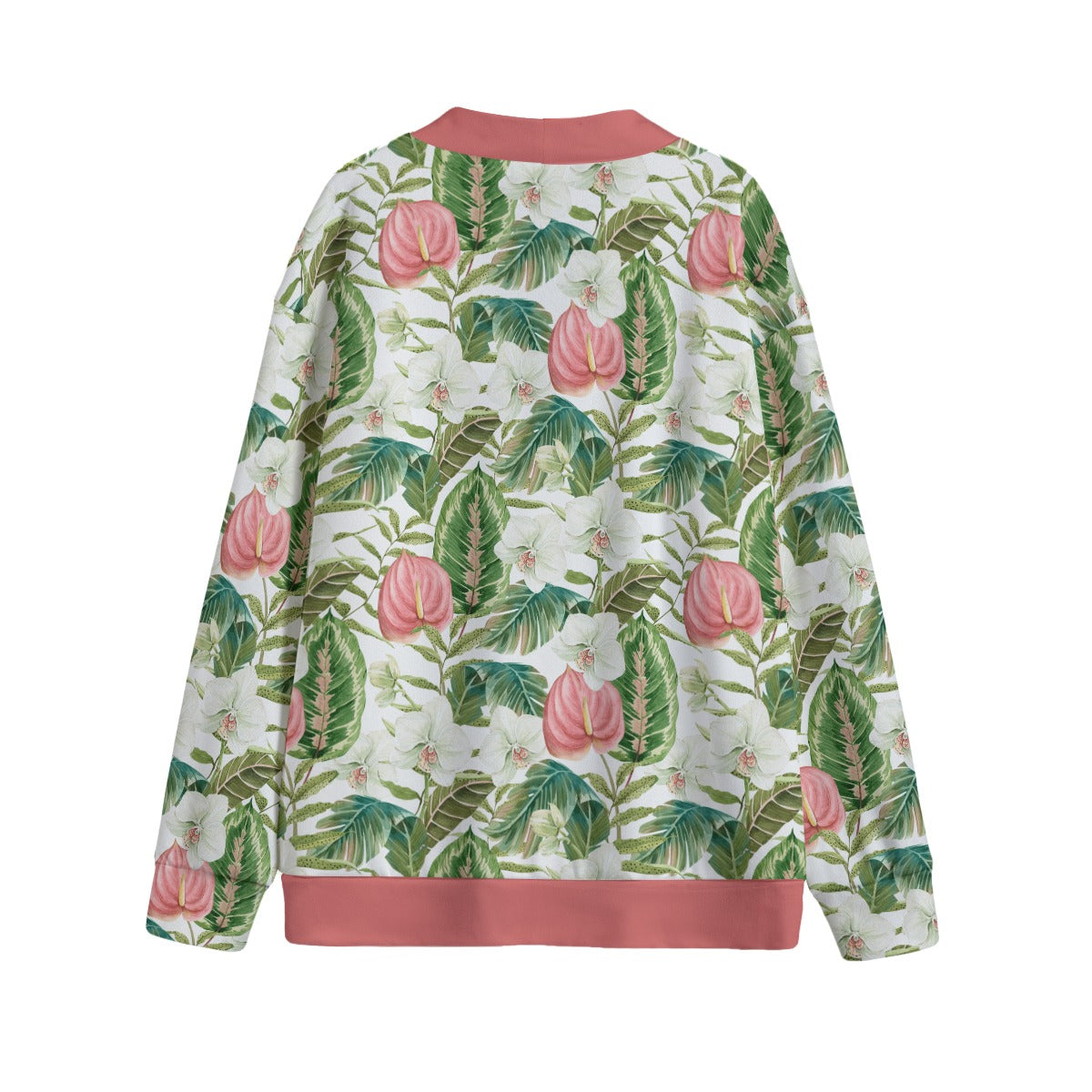 Bohemian Topical Leaf Printed Knitted Fleece Sweater Cardigan - Adore India   