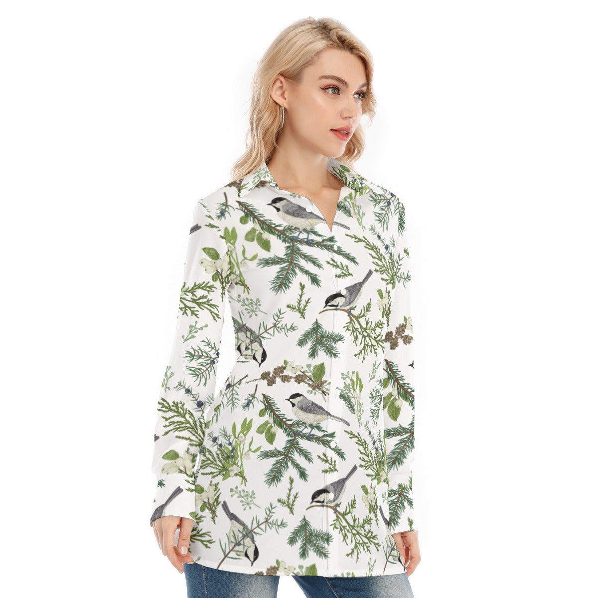 Bohemian Bird of Prey Print Women's Long Sleeve Shirt  - Adore India   