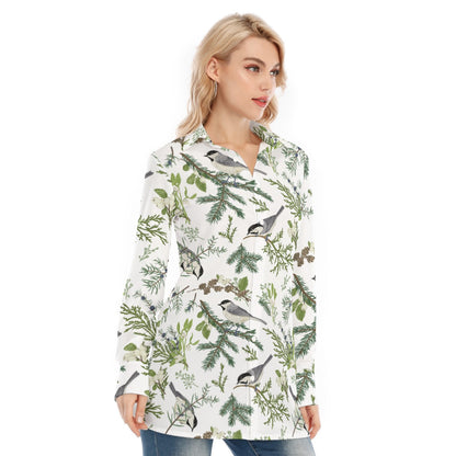 Bohemian Bird of Prey Print Women's Long Sleeve Shirt  - Adore India   