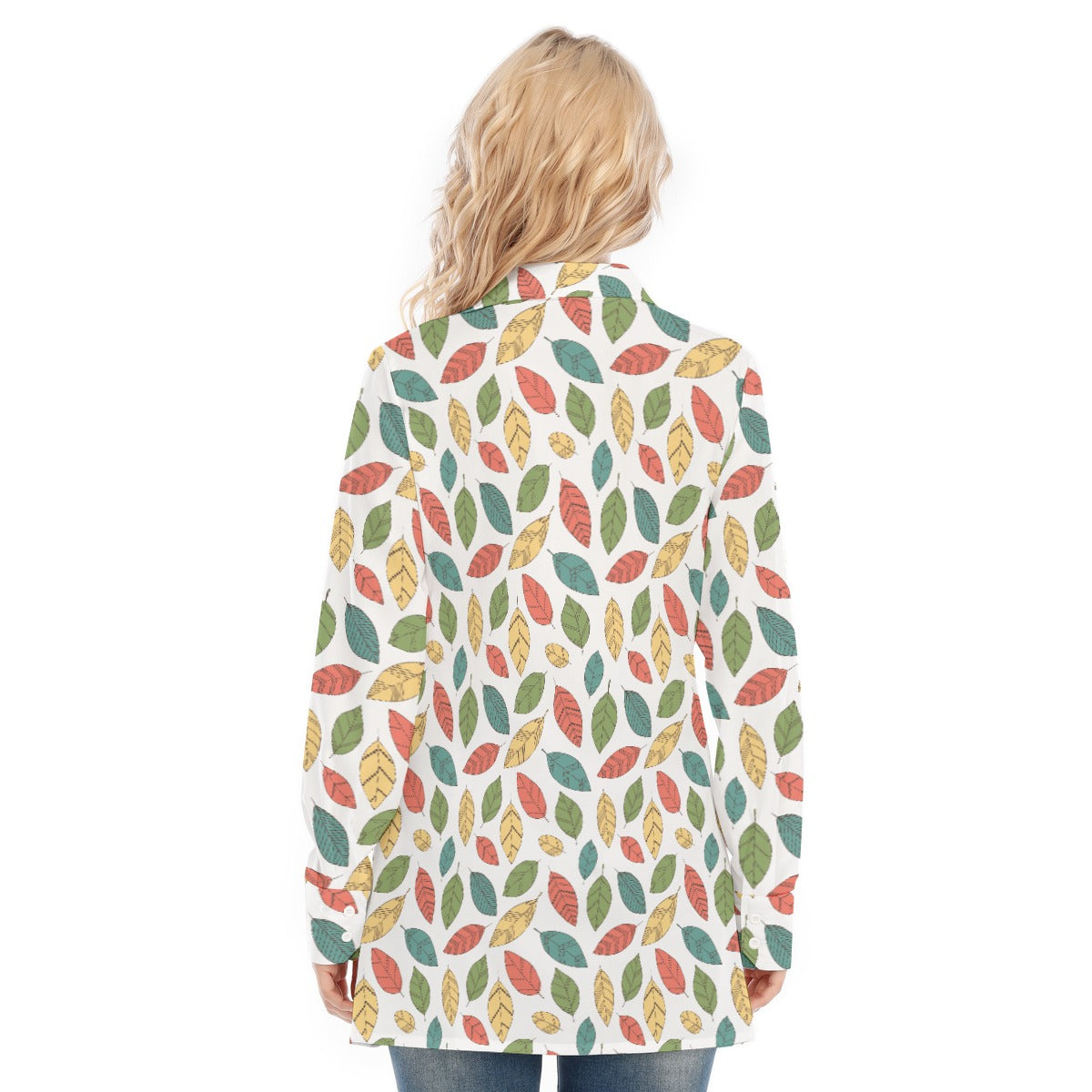 Bohemian Floral Leaf Women's Long Sleeve Shirt  - Adore India   