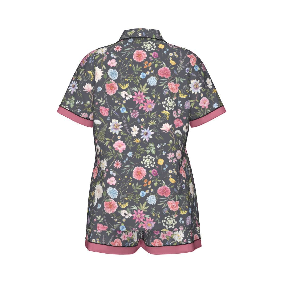 Black Floral Exotic Women's Silky Sleepwear Set - Adore India   