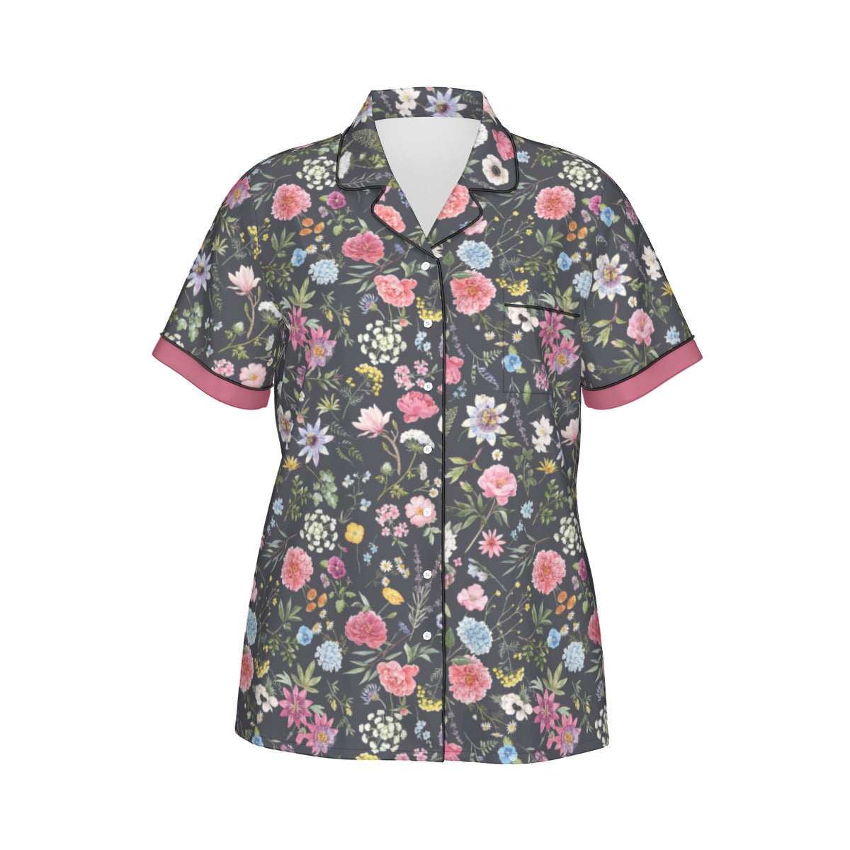 Black Floral Exotic Women's Silky Sleepwear Set - Adore India   