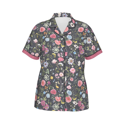 Black Floral Exotic Women's Silky Sleepwear Set - Adore India   