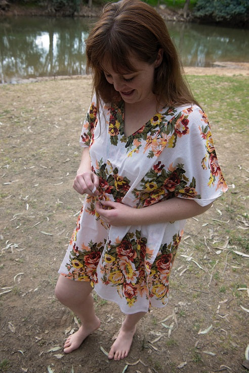 Beautiful Orange Vintage Cotton Printed Kaftan - Adore India   