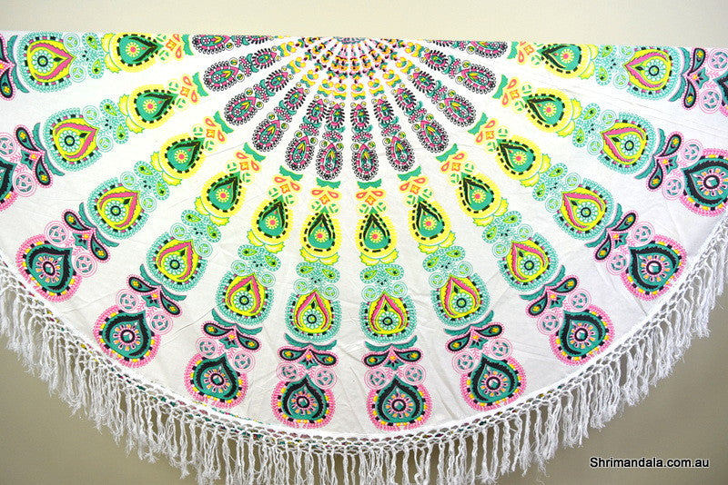 Harmony Mint Mandala Beach Round Throw - Adore India   