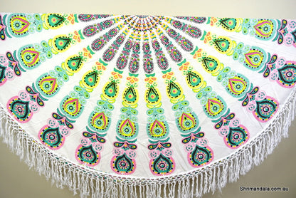 Harmony Mint Mandala Beach Round Throw - Adore India   