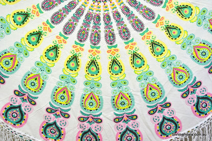 Harmony Mint Mandala Beach Round Throw - Adore India   