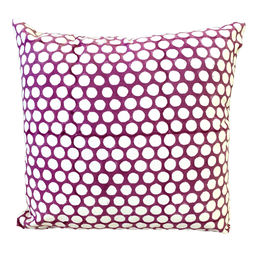 Purple Polka Dot Block Print Canvas Cotton Cushion Cover Pillow 2Pcs - Adore India   