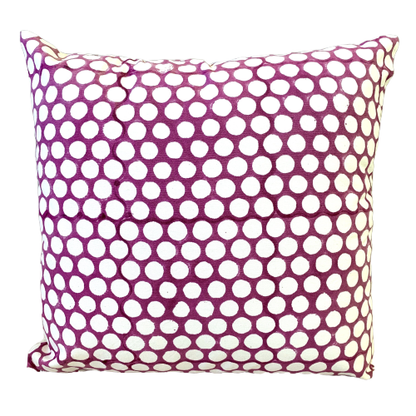 Purple Polka Dot Block Print Canvas Cotton Cushion Cover Pillow 2Pcs - Adore India   
