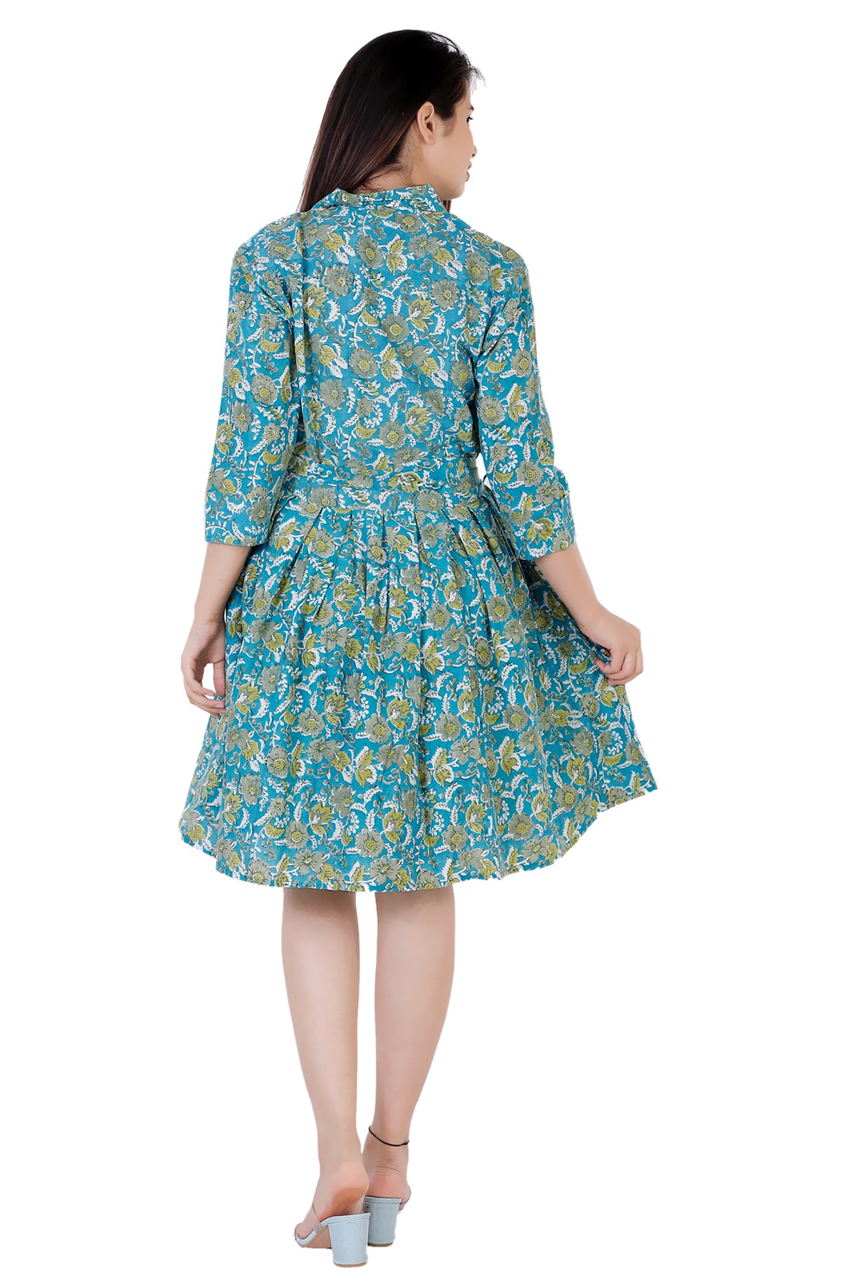 Eva Hand Block Printed Soft Cotton Floral Bohemian Dress - Adore India   