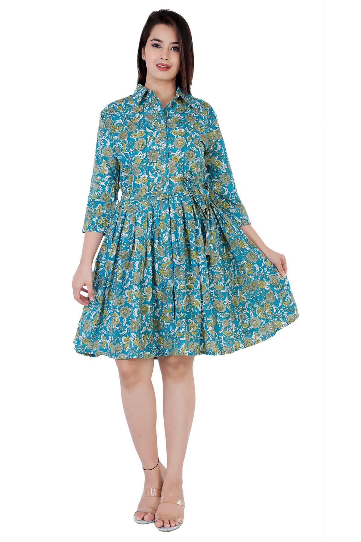 Eva Hand Block Printed Soft Cotton Floral Bohemian Dress - Adore India   