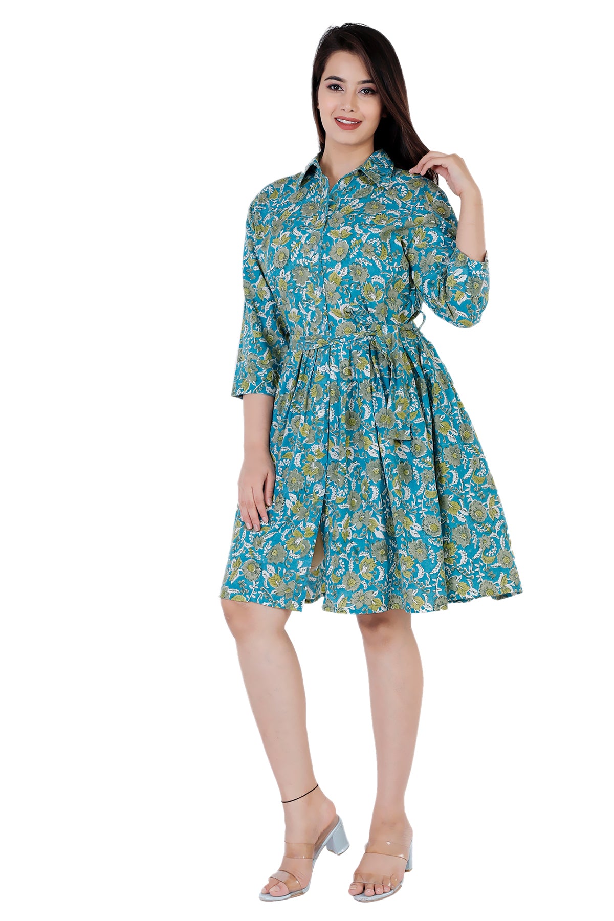 Eva Hand Block Printed Soft Cotton Floral Bohemian Dress - Adore India   
