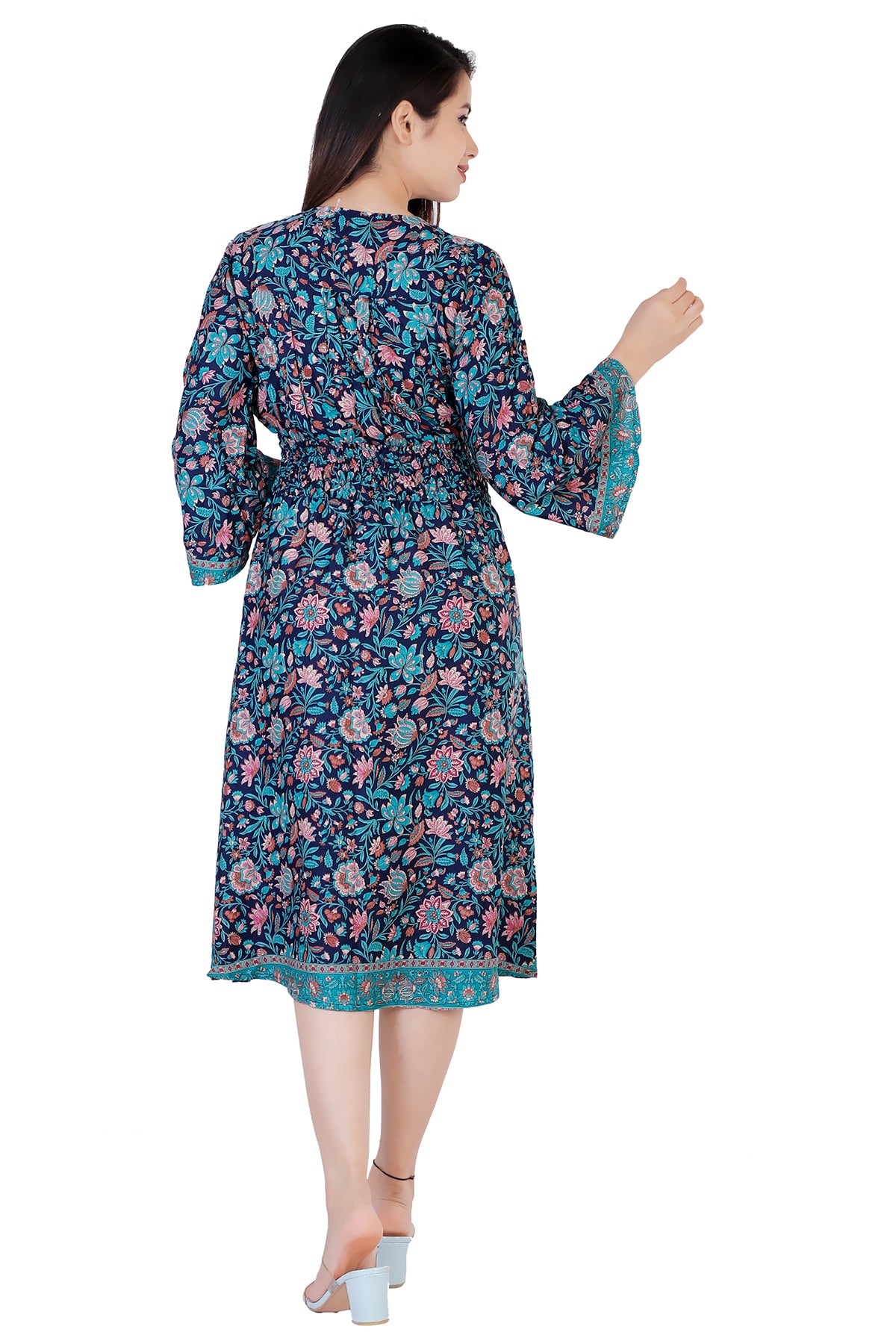 Nora Floral Printed Bohemian Vintage Dress - Adore India   