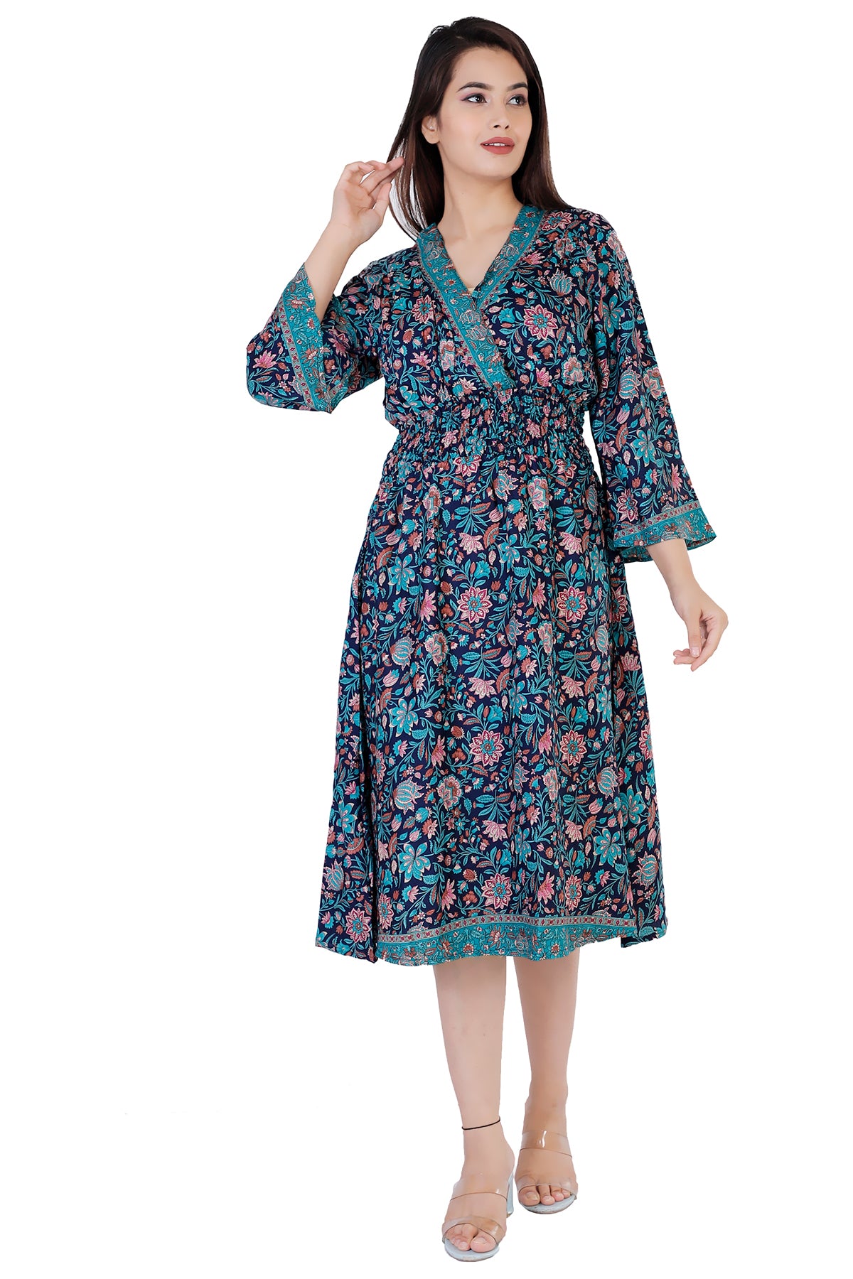 Nora Floral Printed Bohemian Vintage Dress - Adore India   