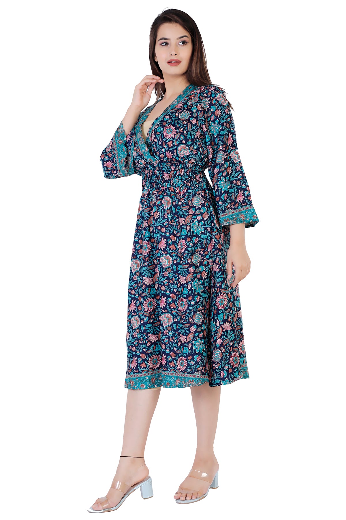 Nora Floral Printed Bohemian Vintage Dress - Adore India   