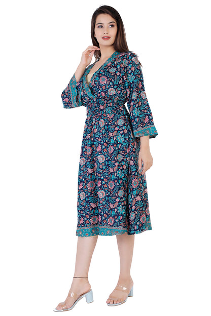 Nora Floral Printed Bohemian Vintage Dress - Adore India   