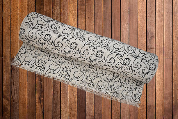 Handmade Beautiful French Block Print Cotton Dari Carpet - Adore India   