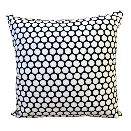 Black Polka Dot Block Print Canvas Cotton Cushion Cover Pillow 2Pcs - Adore India   