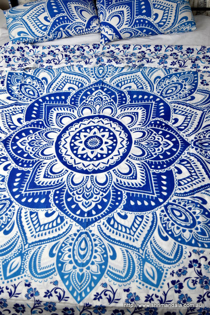 Passion Blue Ombre Mandala Duvet Cover Set - Adore India   