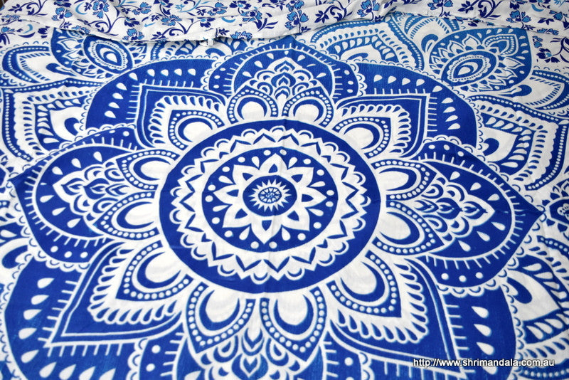Passion Blue Ombre Mandala Duvet Cover Set - Adore India   