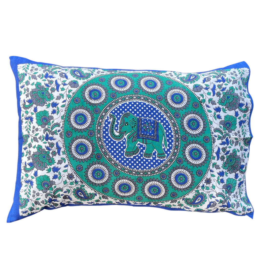 Good Luck Elephant Cotton Mandala Pillow Set - Adore India   