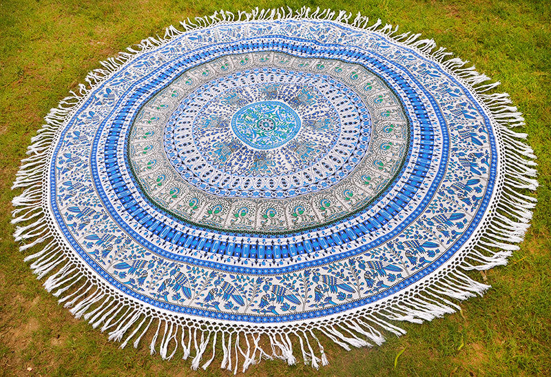 BOP Blue Mandala Beach Round Throw - Adore India   