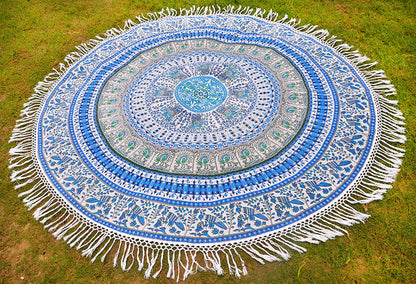 BOP Blue Mandala Beach Round Throw - Adore India   