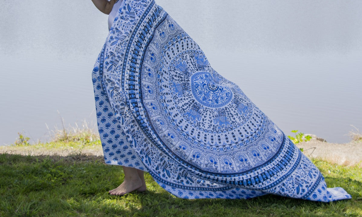 Bird of Prey Blue Mandala Throw - Adore India   