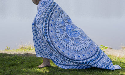 Bird of Prey Blue Mandala Throw - Adore India   