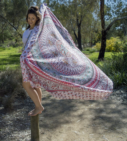 Bird of Prey Red Mandala Throw - Adore India   