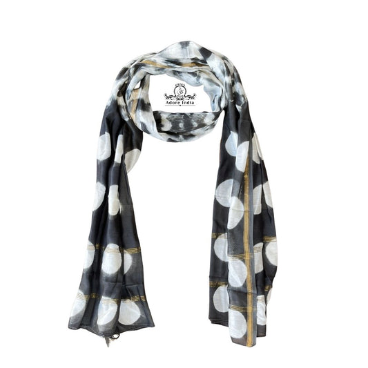 Indian Handmade Dot Chanderi Vintage Silk Boho Scarf Stole - Adore India   