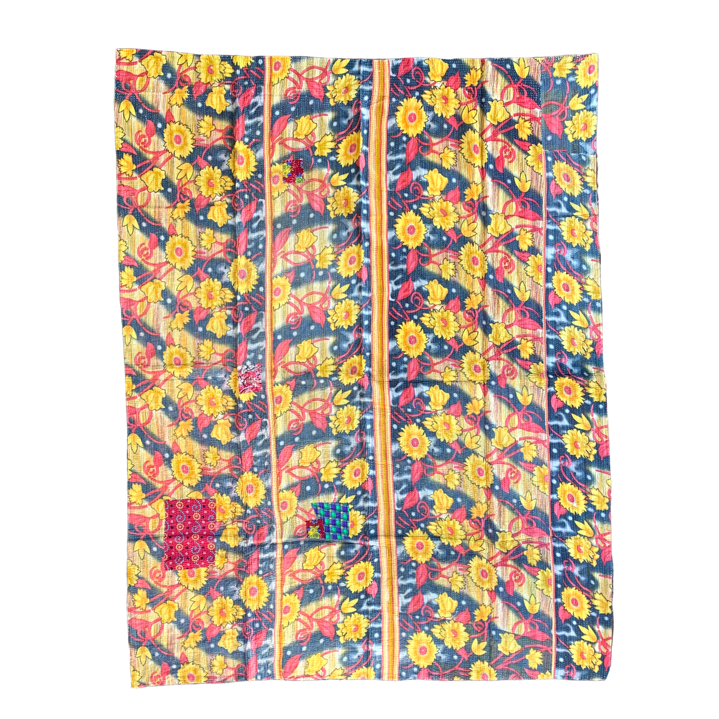 Indian Handmade Reversible Vintage Kantha Quilt Bedspread Chitra - Adore India   