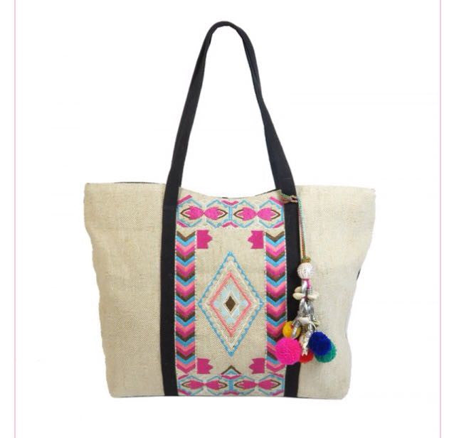 Boho Hippe Jute Embroidery Bag - Adore India   