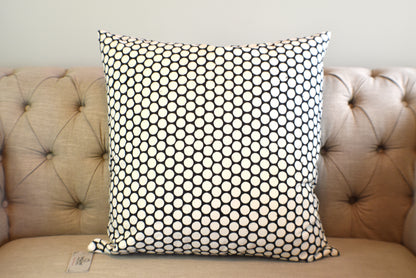 Black Polka Dot Block Print Canvas Cotton Cushion Cover Pillow 2Pcs - Adore India   