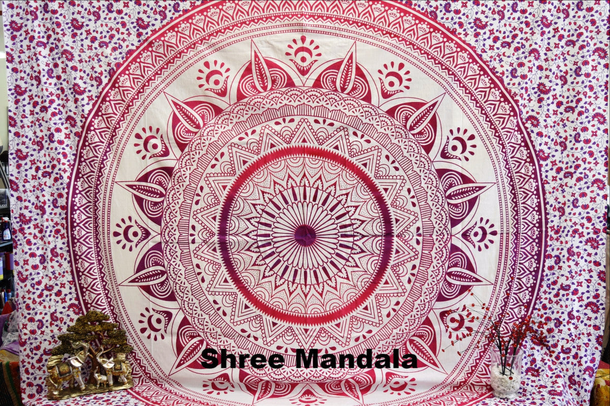 Daisy Pink Ombre Mandala Throw - Adore India   